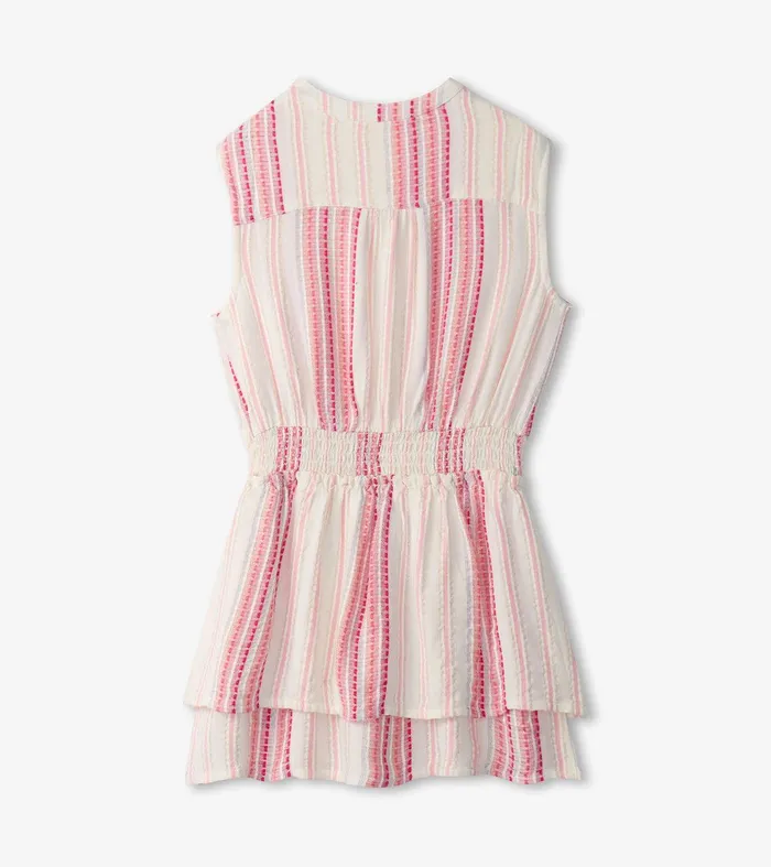 Girls Ribbon Stripe Smocked Waist Dress Hatley