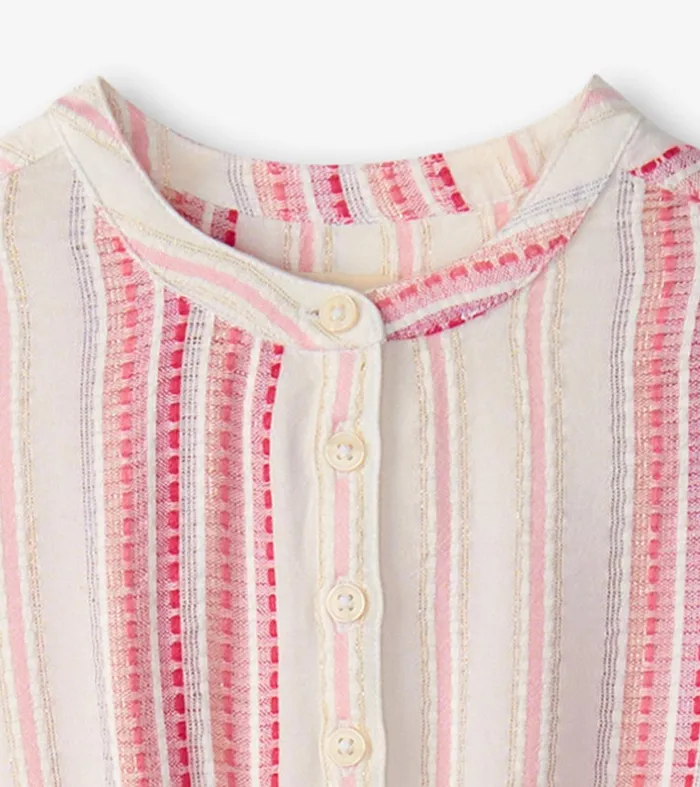 Girls Ribbon Stripe Smocked Waist Dress Hatley