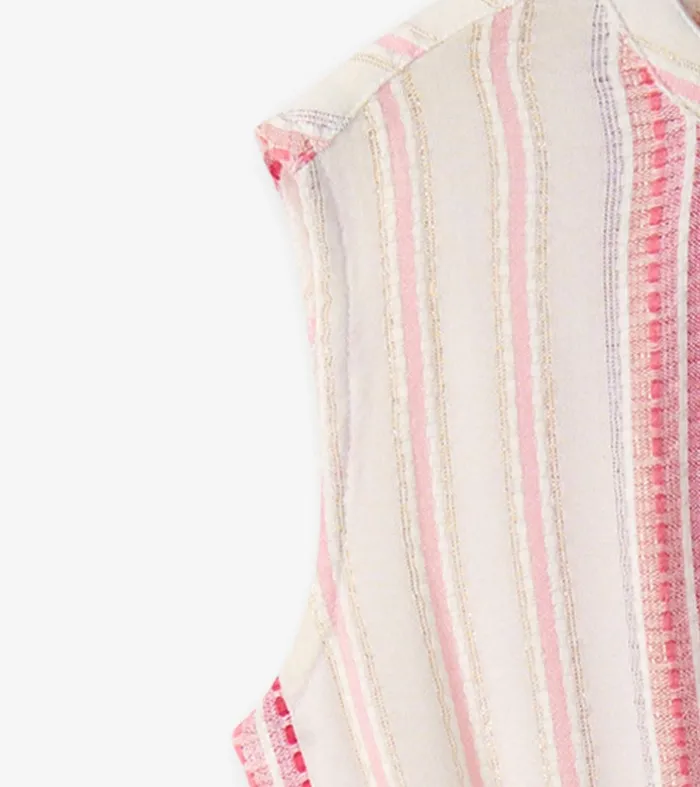 Girls Ribbon Stripe Smocked Waist Dress Hatley