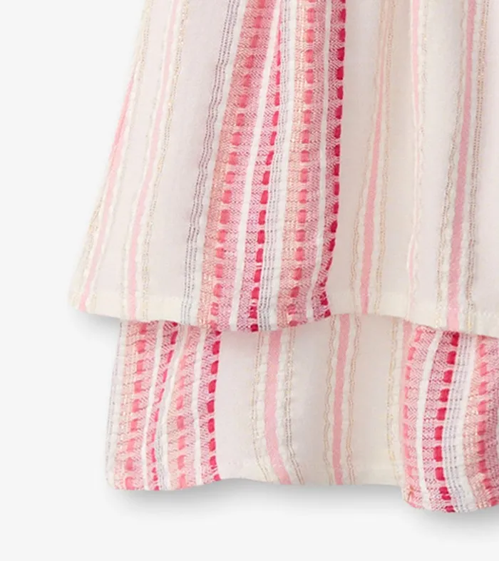 Girls Ribbon Stripe Smocked Waist Dress Hatley