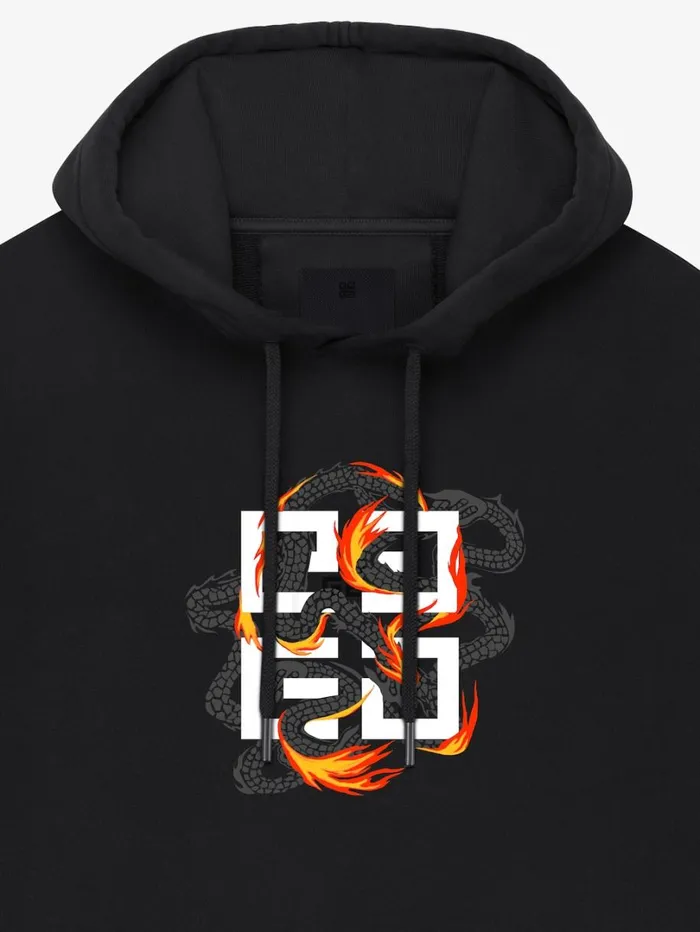 Givenchy 4G Dragon Slim Fit Hoodie In Fleece Black Men Sweatshirts and Hoodies Givenchy 4G Dragon Slim Fit Hoodie In Fleece Black Men Sweatshirts and Hoodies