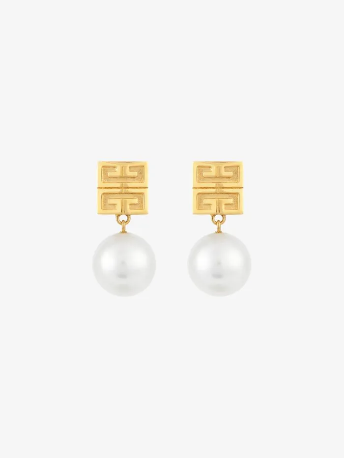Givenchy 4G Earrings In Metal With Pearls Whitegolden Yellow Women Jewelry