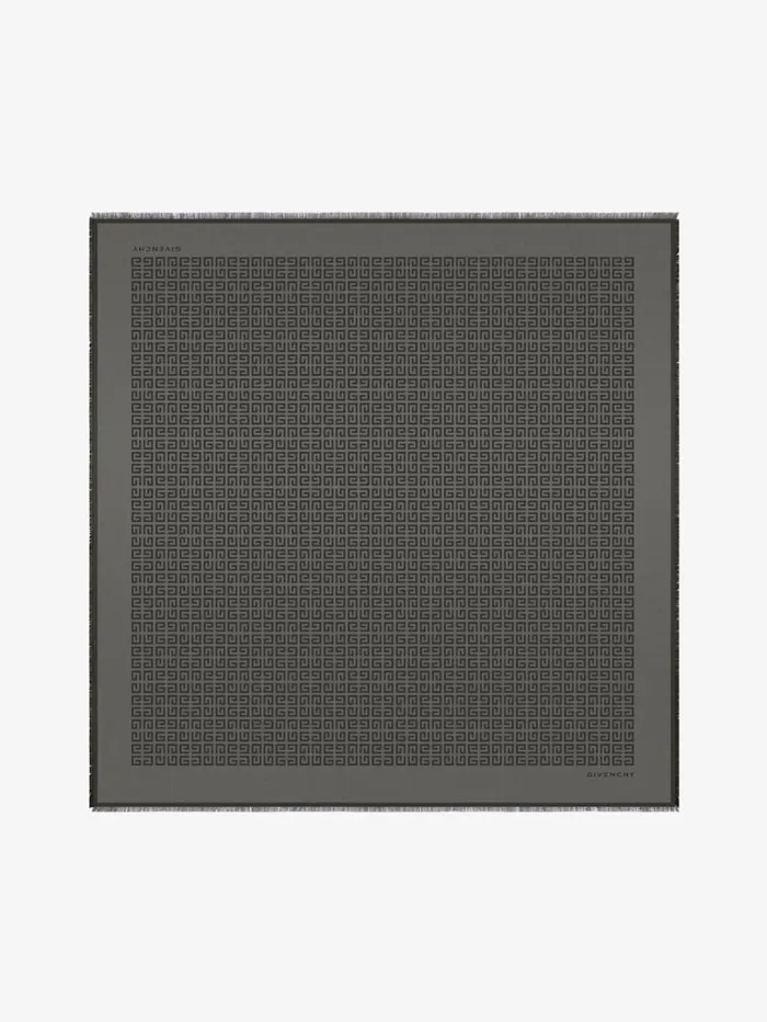 Givenchy 4G Shawl In Silk And Wool Dark Grey Women Scarves