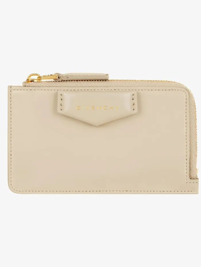 Givenchy Antigona Zipped Card Holder In Box Leather Natural Beige Women Wallets and Card Holders Givenchy Antigona Zipped Card Holder In Box Leather Natural Beige Women Wallets and Card Holders