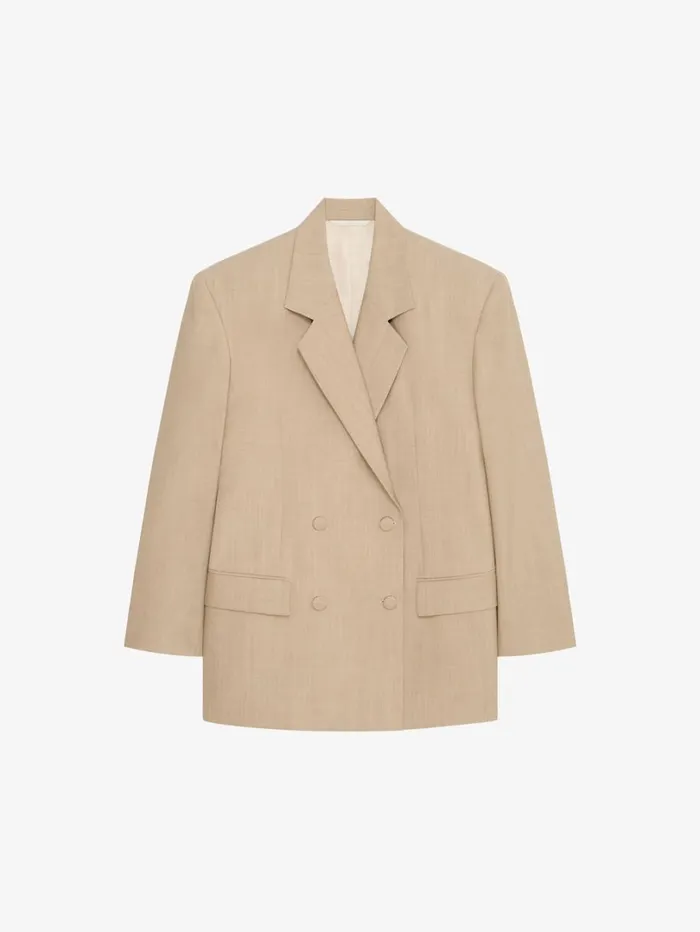 Givenchy Double Breasted Jacket In Wool Beige Women Coats and Jackets