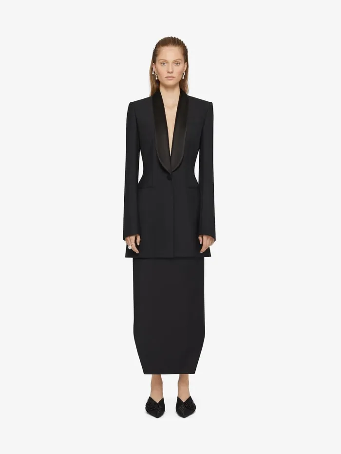 Givenchy Draped Jacket In Wool And Mohair Black Women Coats and Jackets