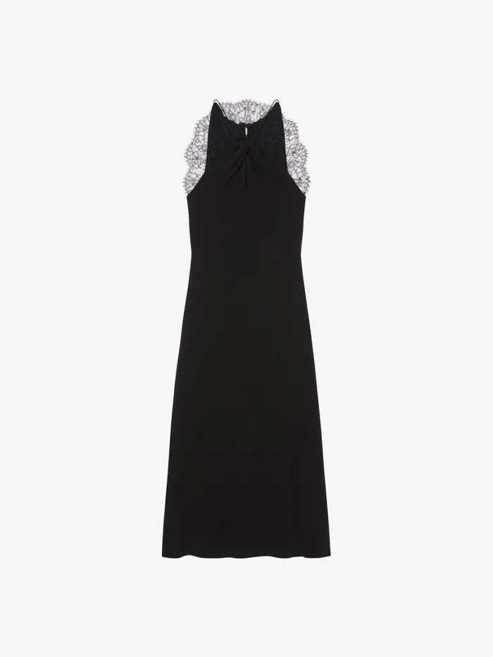 Givenchy Dress In Crepe With Lace Black Women Dresses