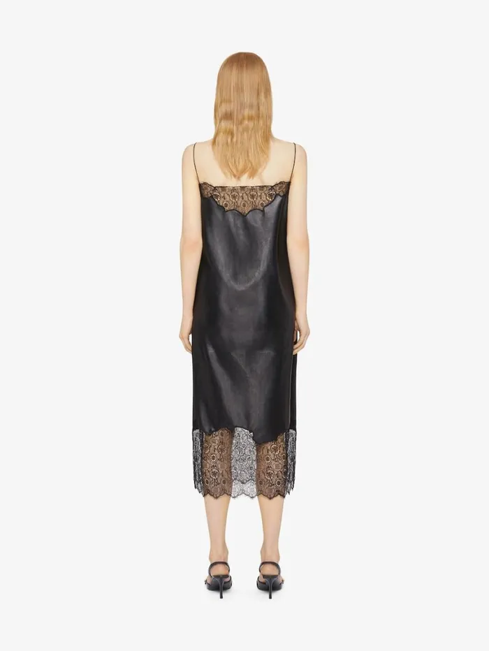 Givenchy Dress In Leather And Lace Black Women Dresses