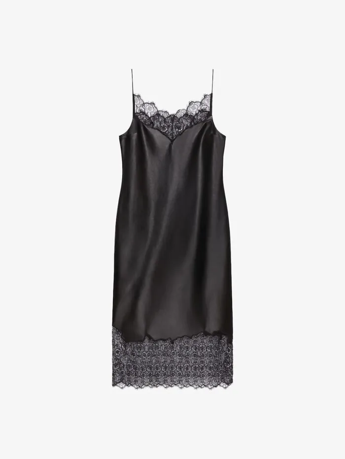 Givenchy Dress In Leather And Lace Black Women Dresses
