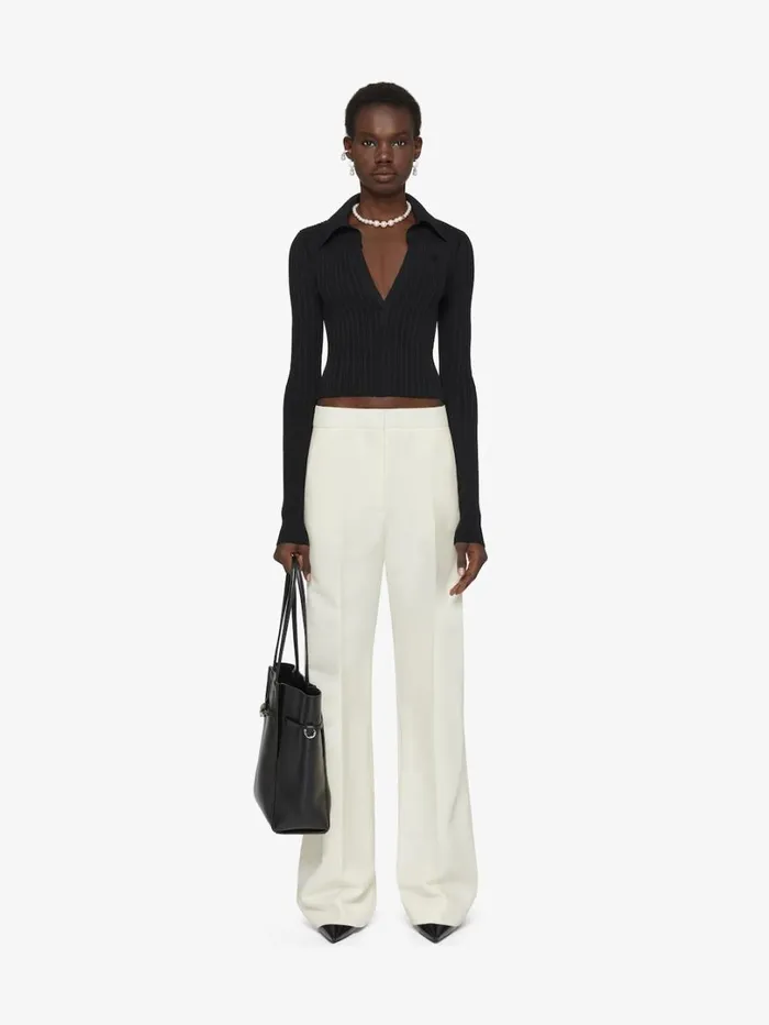 Givenchy Flare Tailored Pants In Wool And Mohair Ecru Women Pants and Shorts