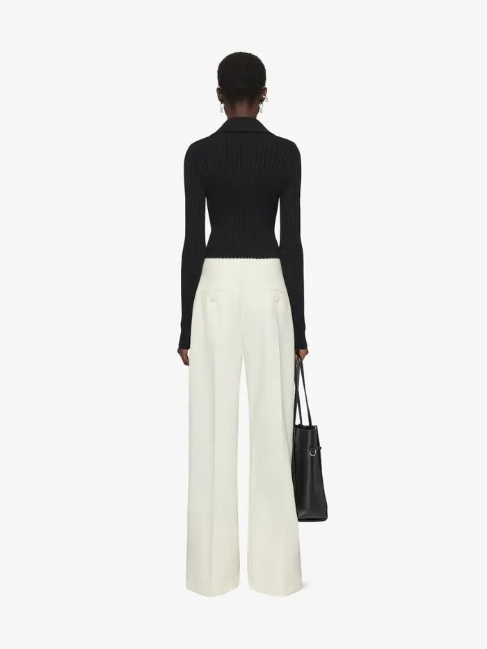 Givenchy Flare Tailored Pants In Wool And Mohair Ecru Women Pants and Shorts