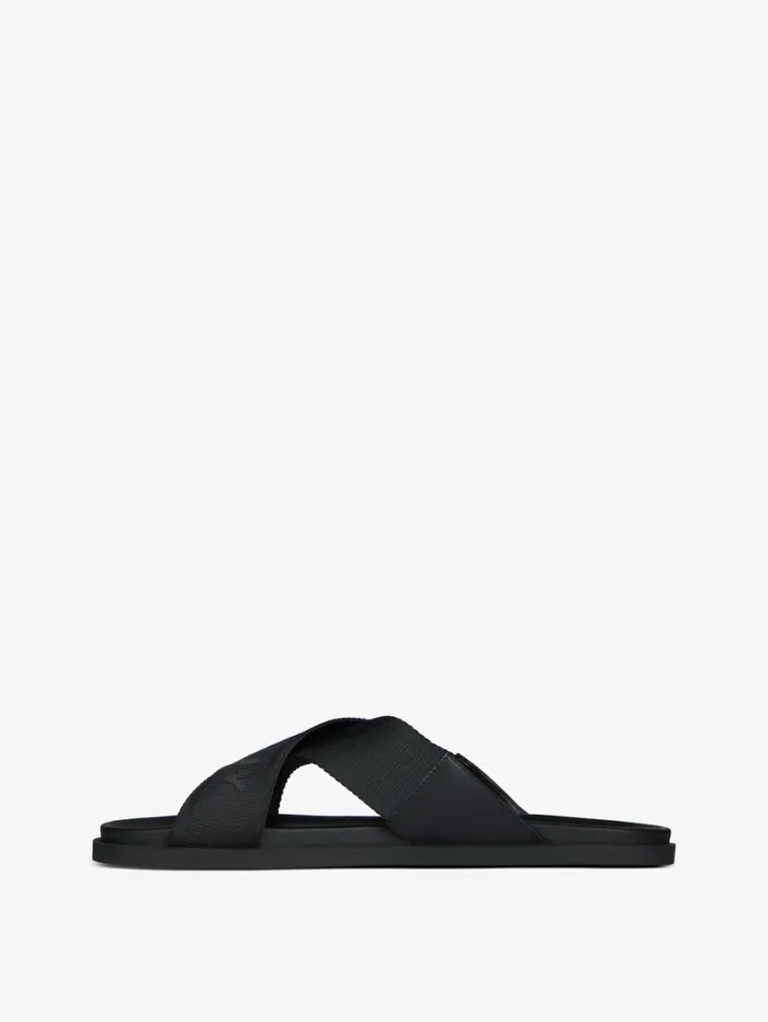 Givenchy G Plage Sandals With Crossed Straps In Webbing Black Men Slides and Sandals Givenchy G Plage Sandals With Crossed Straps In Webbing Black Men Slides and Sandals