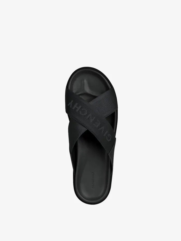 Givenchy G Plage Sandals With Crossed Straps In Webbing Black Men Slides and Sandals Givenchy G Plage Sandals With Crossed Straps In Webbing Black Men Slides and Sandals