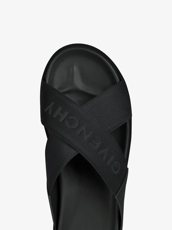 Givenchy G Plage Sandals With Crossed Straps In Webbing Black Men Slides and Sandals Givenchy G Plage Sandals With Crossed Straps In Webbing Black Men Slides and Sandals