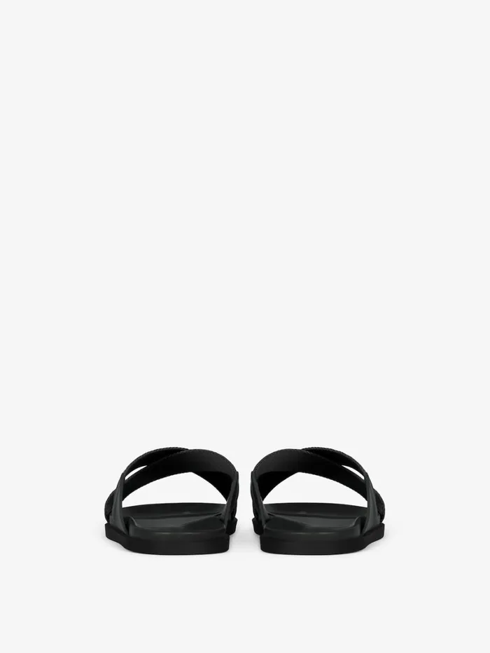 Givenchy G Plage Sandals With Crossed Straps In Webbing Black Men Slides and Sandals Givenchy G Plage Sandals With Crossed Straps In Webbing Black Men Slides and Sandals