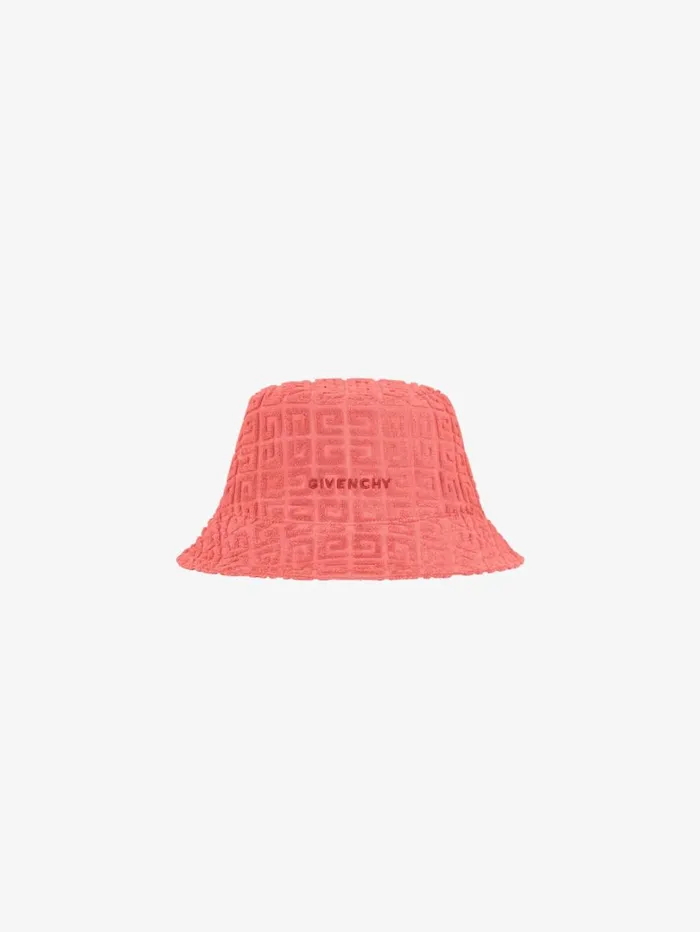 Givenchy GIVENCHY Bucket Hat In 4G Cotton Towelling Coral Women Beanies and Caps
