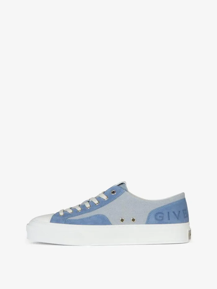 Givenchy GIVENCHY City Sneakers In Canvas And Suede Sky Blue Men Sneakers Givenchy GIVENCHY City Sneakers In Canvas And Suede Sky Blue Men Sneakers