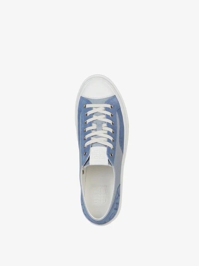 Givenchy GIVENCHY City Sneakers In Canvas And Suede Sky Blue Men Sneakers Givenchy GIVENCHY City Sneakers In Canvas And Suede Sky Blue Men Sneakers
