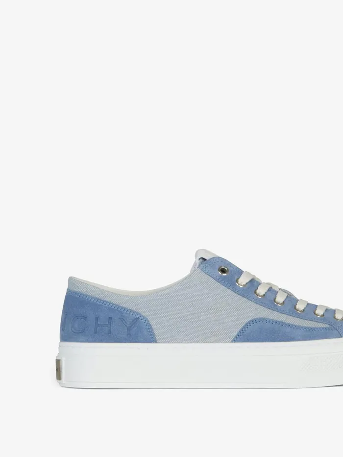 Givenchy GIVENCHY City Sneakers In Canvas And Suede Sky Blue Men Sneakers Givenchy GIVENCHY City Sneakers In Canvas And Suede Sky Blue Men Sneakers