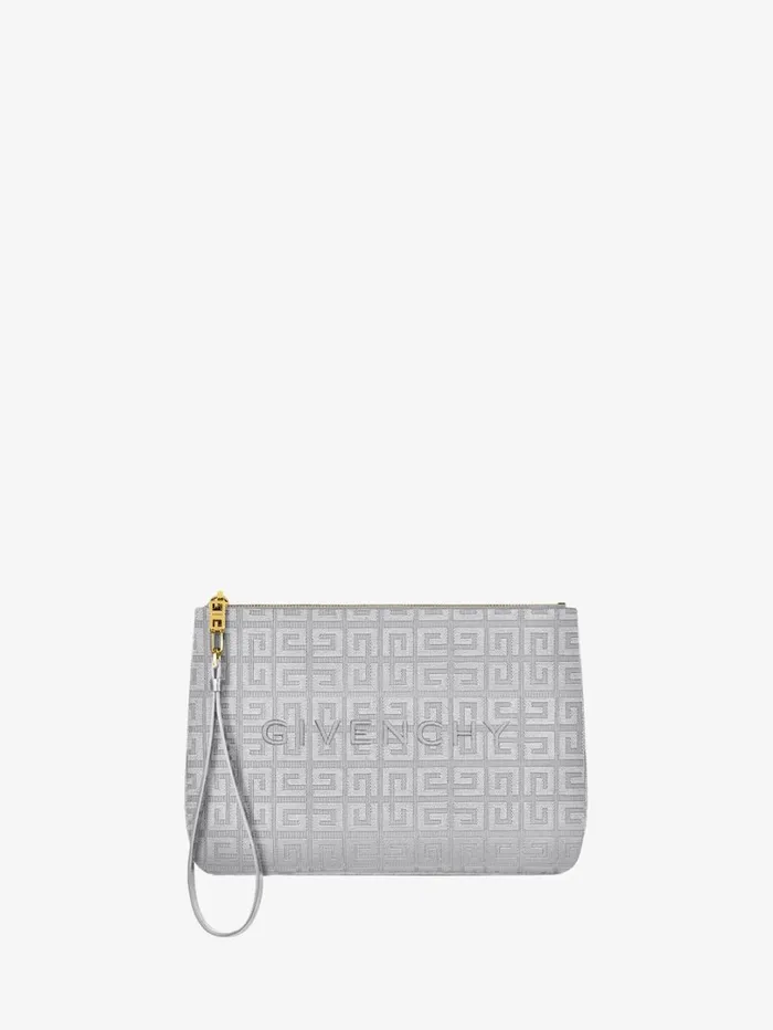 Givenchy GIVENCHY Travel Pouch In 4G Embroidery Light Grey Women Wallets and Card Holders