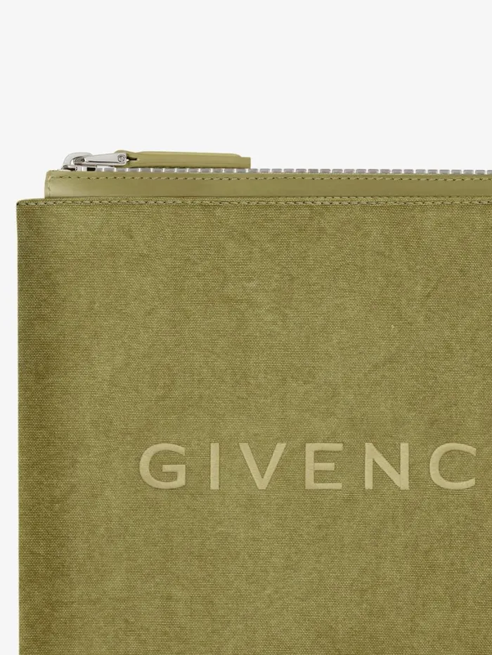 Givenchy GIVENCHY Travel Pouch In Canvas Khaki Men Wallets and Card Holders