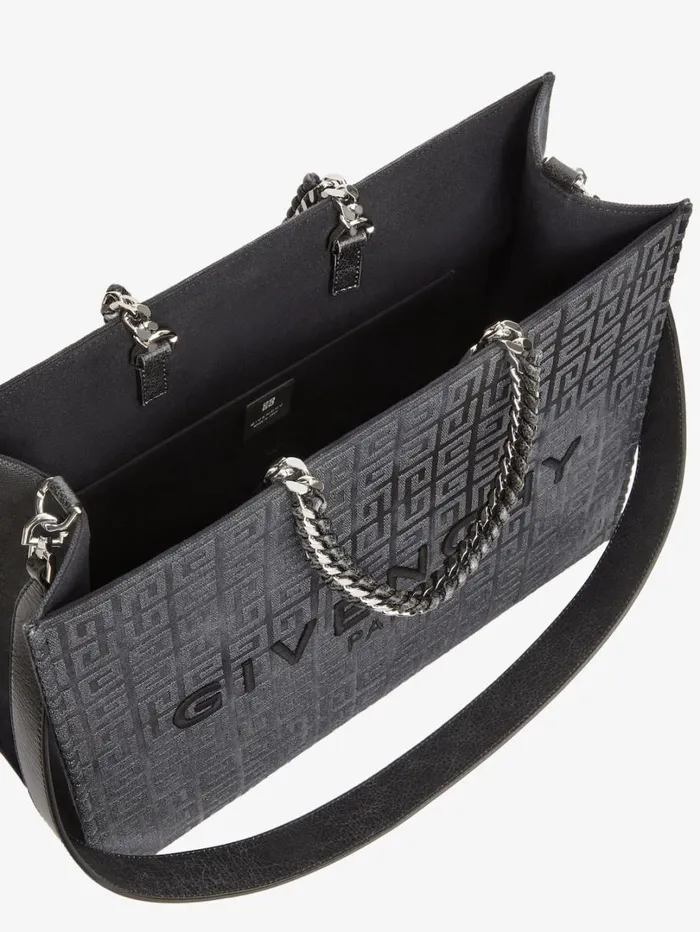 Givenchy Medium GTote Shopping Bag In 4G Canvas With Chain Dark Grey Women Shoulder Bags Givenchy Medium GTote Shopping Bag In 4G Canvas With Chain Dark Grey Women Shoulder Bags