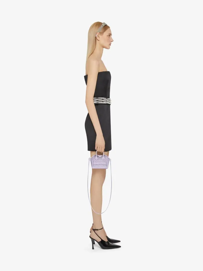 Givenchy Micro Antigona Bag In Satin With Strass Lavender Women Crossbody Bags Givenchy Micro Antigona Bag In Satin With Strass Lavender Women Crossbody Bags
