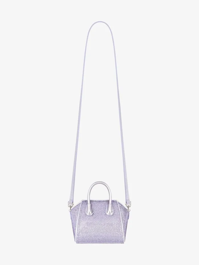 Givenchy Micro Antigona Bag In Satin With Strass Lavender Women Crossbody Bags Givenchy Micro Antigona Bag In Satin With Strass Lavender Women Crossbody Bags