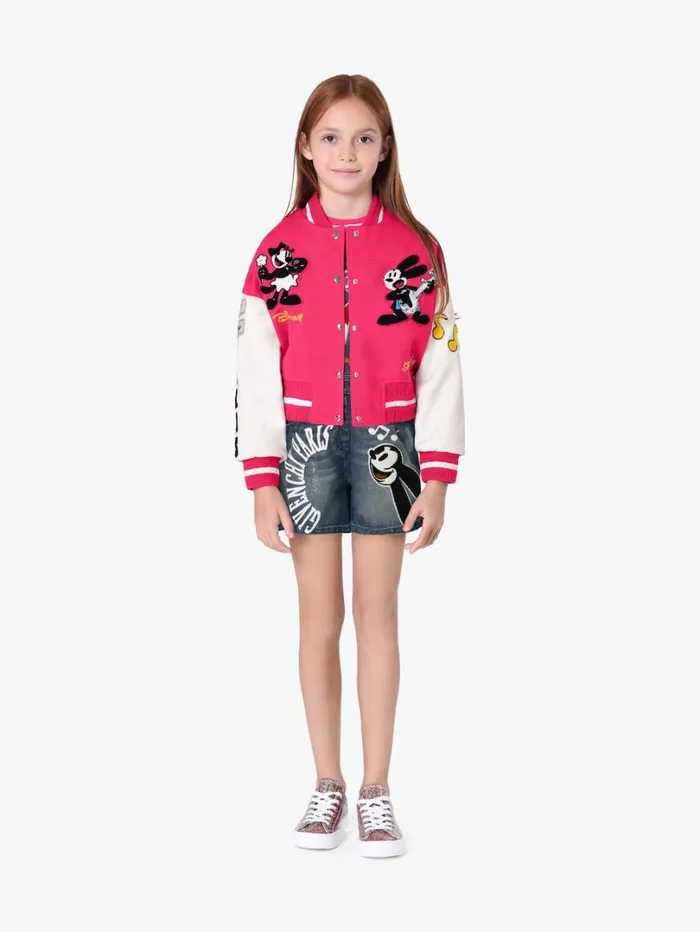 Givenchy Oswald Varsity Jacket In Fleece Whitepink Women Girl 4 To 12 Years