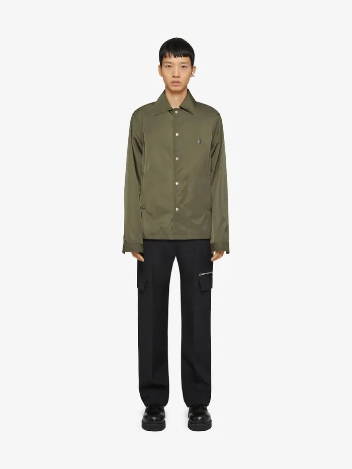 Givenchy Overshirt With 4G Detail Khaki Men Shirts
