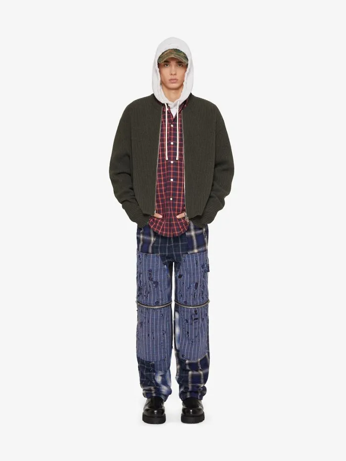 Givenchy Oversized Cardigan In Wool With Front Zip Military Green Men Knitwear