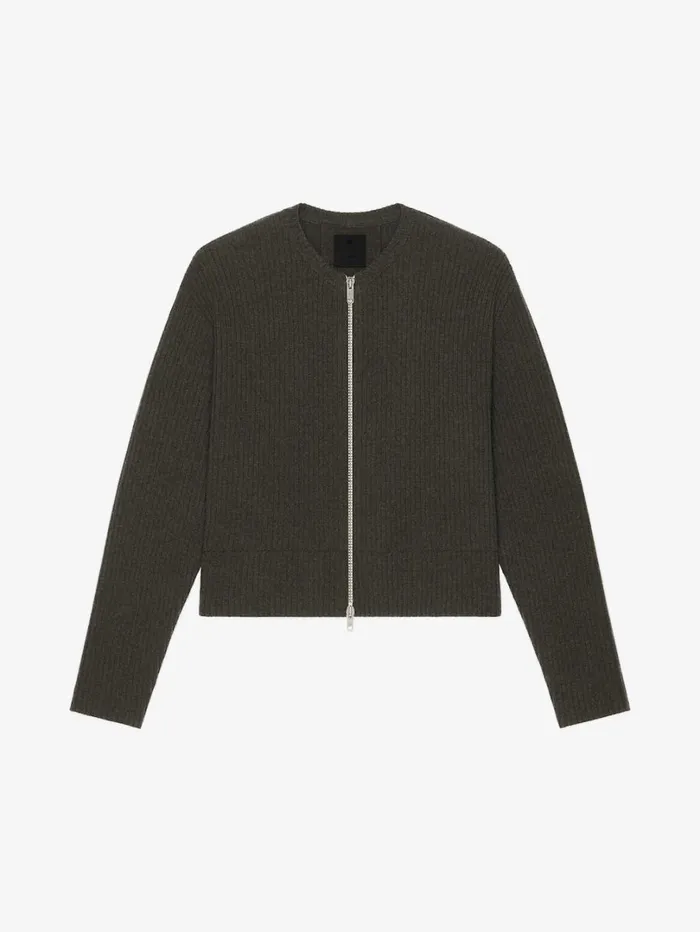 Givenchy Oversized Cardigan In Wool With Front Zip Military Green Men Knitwear