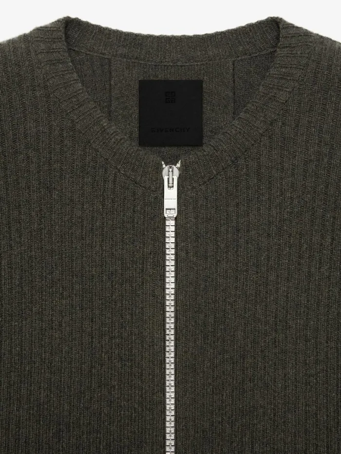 Givenchy Oversized Cardigan In Wool With Front Zip Military Green Men Knitwear