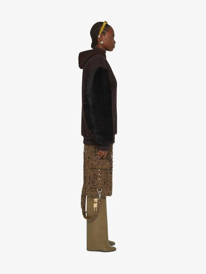 Givenchy Oversized Varsity Jacket In Wool And Shearling Dark Brown Women Outerwear and Blousons