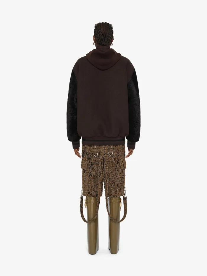 Givenchy Oversized Varsity Jacket In Wool And Shearling Dark Brown Women Outerwear and Blousons