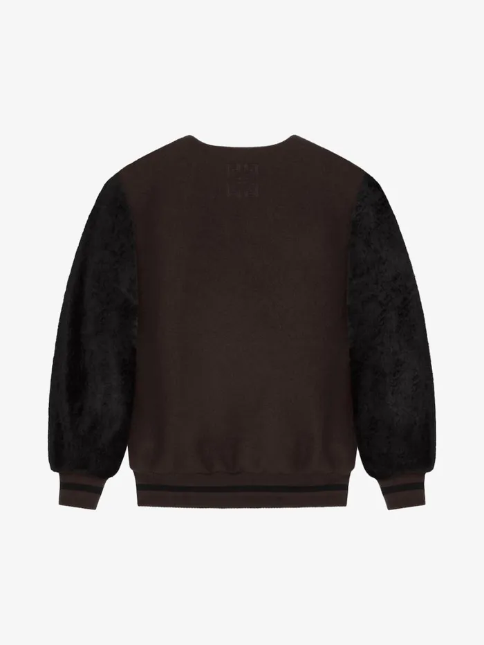 Givenchy Oversized Varsity Jacket In Wool And Shearling Dark Brown Women Outerwear and Blousons