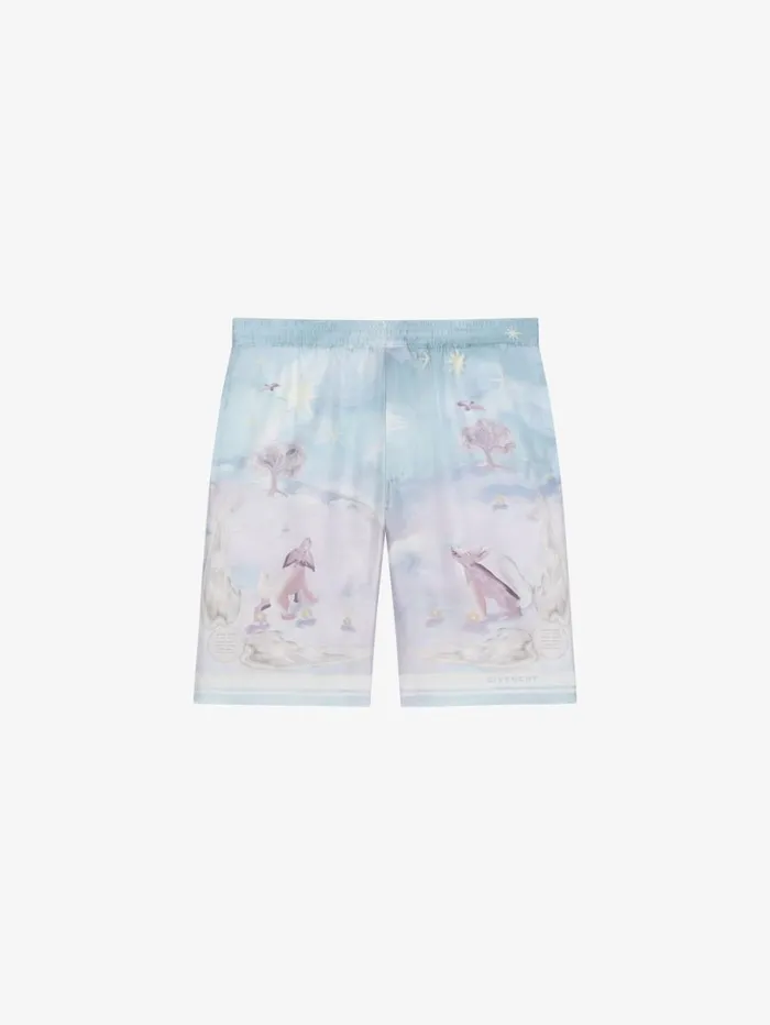 Givenchy Printed Bermuda Shorts In Silk Multicolored Men Pants and Shorts