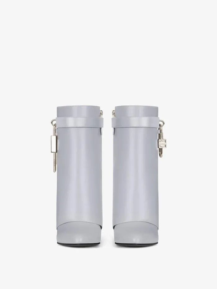 Givenchy Shark Lock Ankle Boots In Leather Light Grey Women Shark Lock Givenchy Shark Lock Ankle Boots In Leather Light Grey Women Shark Lock