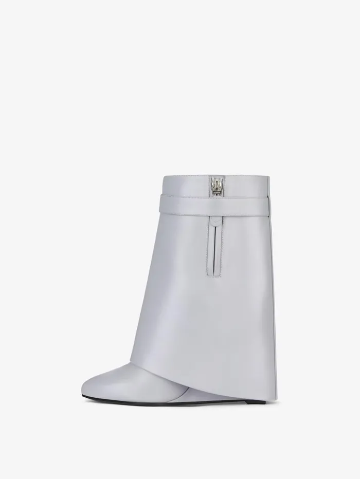 Givenchy Shark Lock Ankle Boots In Leather Light Grey Women Shark Lock Givenchy Shark Lock Ankle Boots In Leather Light Grey Women Shark Lock