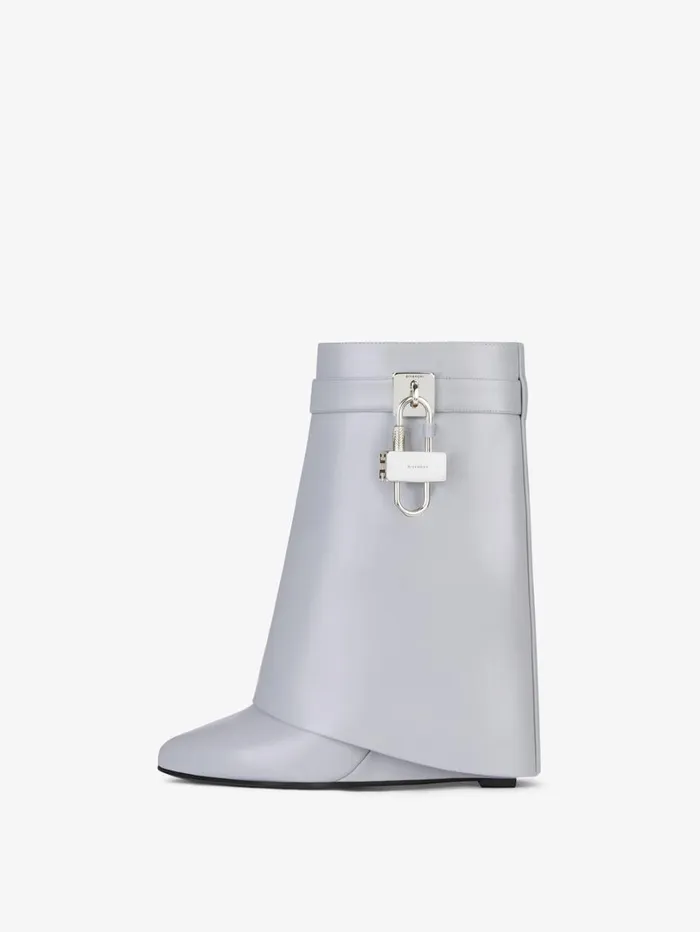 Givenchy Shark Lock Ankle Boots In Leather Light Grey Women Shark Lock Givenchy Shark Lock Ankle Boots In Leather Light Grey Women Shark Lock