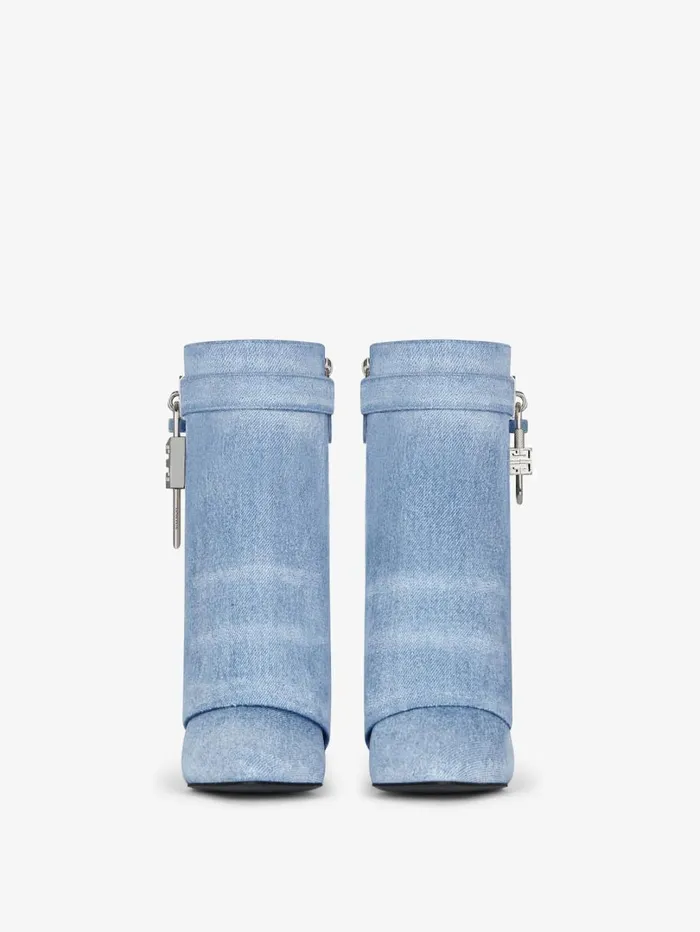 Givenchy Shark Lock Ankle Boots In Washed Denim Medium Blue Women Shark Lock Givenchy Shark Lock Ankle Boots In Washed Denim Medium Blue Women Shark Lock
