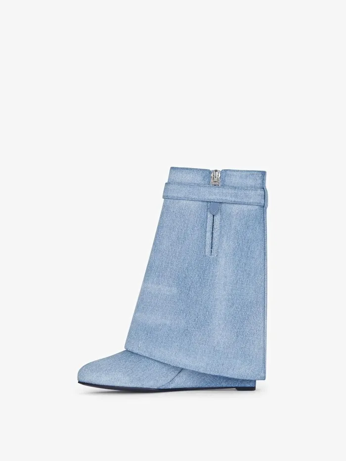 Givenchy Shark Lock Ankle Boots In Washed Denim Medium Blue Women Shark Lock Givenchy Shark Lock Ankle Boots In Washed Denim Medium Blue Women Shark Lock