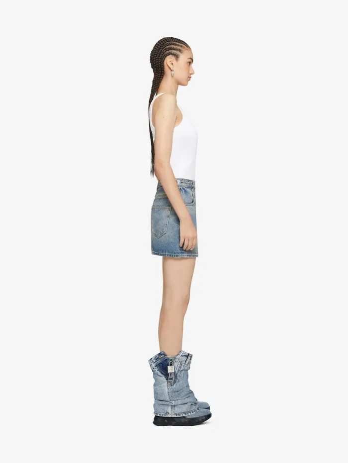 Givenchy Shark Lock Biker Ankle Boots In Jeans Medium Blue Women Shark Lock Givenchy Shark Lock Biker Ankle Boots In Jeans Medium Blue Women Shark Lock