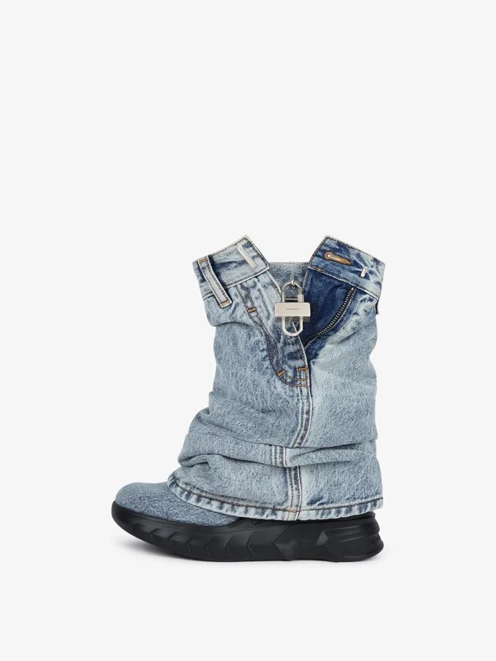 Givenchy Shark Lock Biker Ankle Boots In Jeans Medium Blue Women Shark Lock Givenchy Shark Lock Biker Ankle Boots In Jeans Medium Blue Women Shark Lock