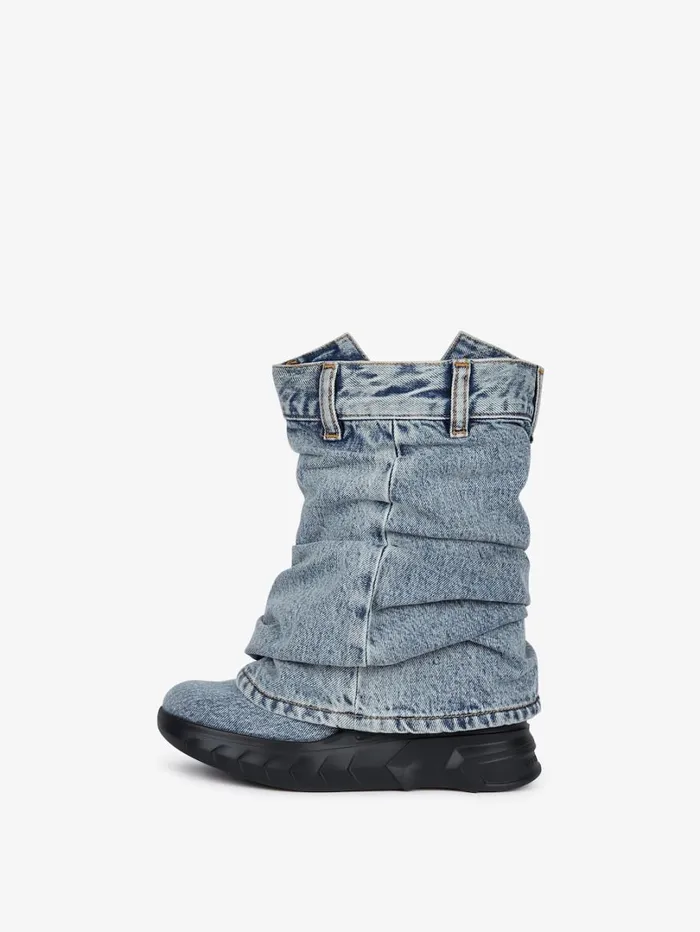 Givenchy Shark Lock Biker Ankle Boots In Jeans Medium Blue Women Shark Lock Givenchy Shark Lock Biker Ankle Boots In Jeans Medium Blue Women Shark Lock