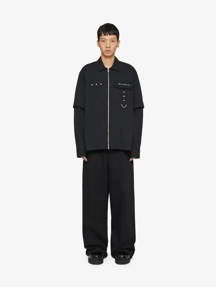 Givenchy Shirt In Cotton With Metal Details Black Men Shirts