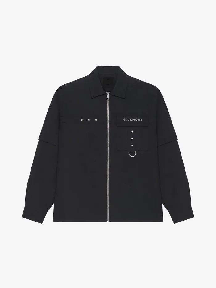 Givenchy Shirt In Cotton With Metal Details Black Men Shirts
