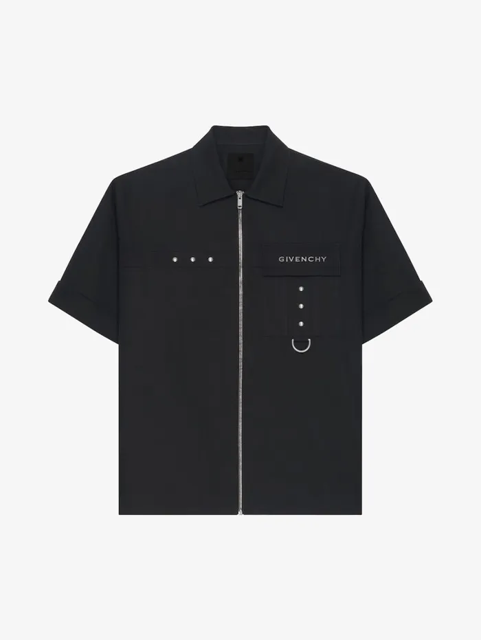 Givenchy Shirt In Cotton With Metal Details Black Men Shirts