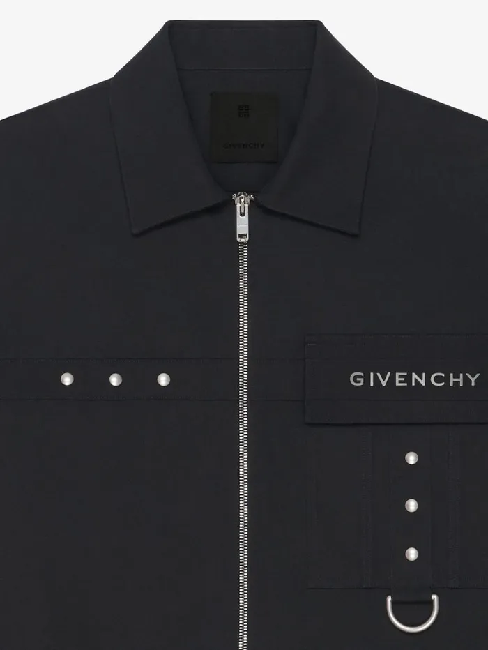 Givenchy Shirt In Cotton With Metal Details Black Men Shirts