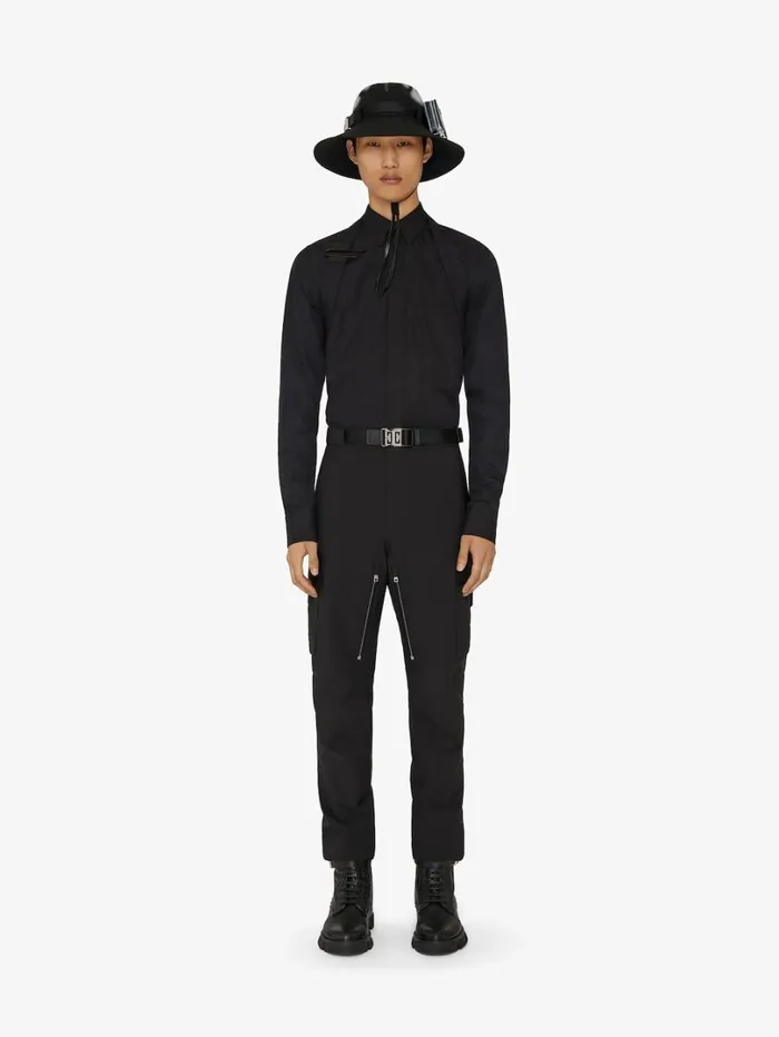 Givenchy Shirt In Poplin With Ulock Harness Black Men Shirts
